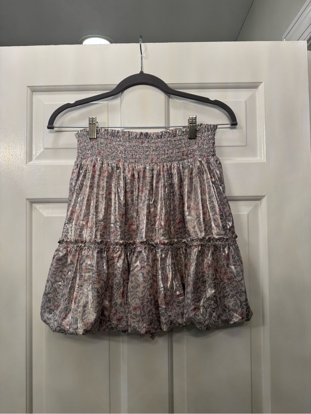free people metallic floral bubble skirt